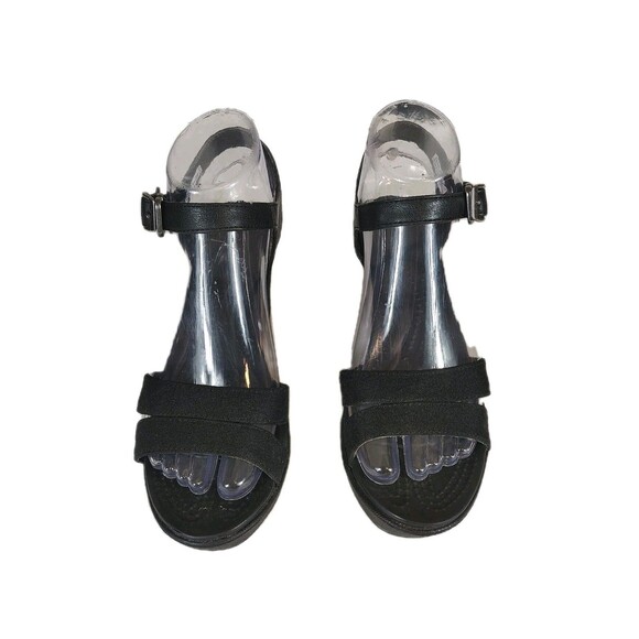 Crocs Leigh II Sizes 6 Ankle Strappy Wedge Sandals Comfortable Black - Picture 3 of 9